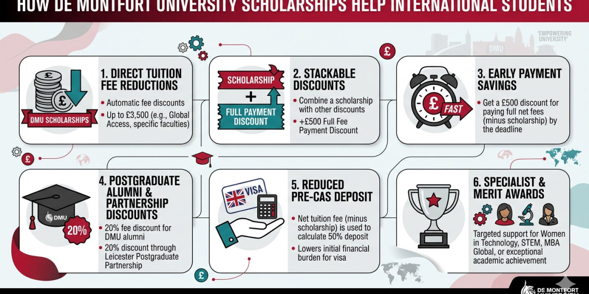 How do De Montfort University UK scholarships help international students reduce study costs?
